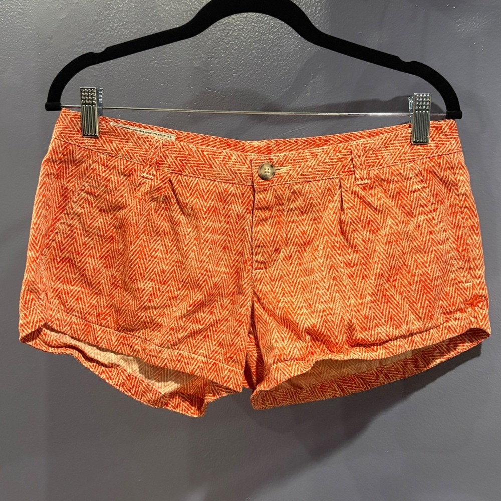 Hurley Lowrider Shorts Womens 5 Orange Herringbone Chevron Low Rise Beach Surf